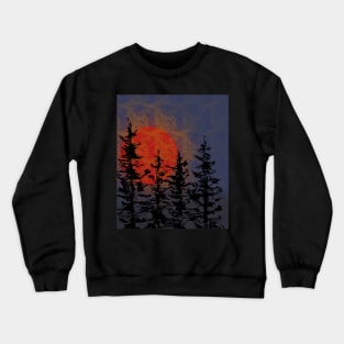 Full moon sunset in the trees #3 Crewneck Sweatshirt